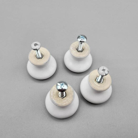 White Ceramic Drawer Knobs Set Of 4 With Screws - Picture 3 of 3